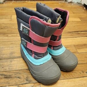 Wonder Nation Girls Winter Snow Boots Gray, Pink, Turquoise Size 12